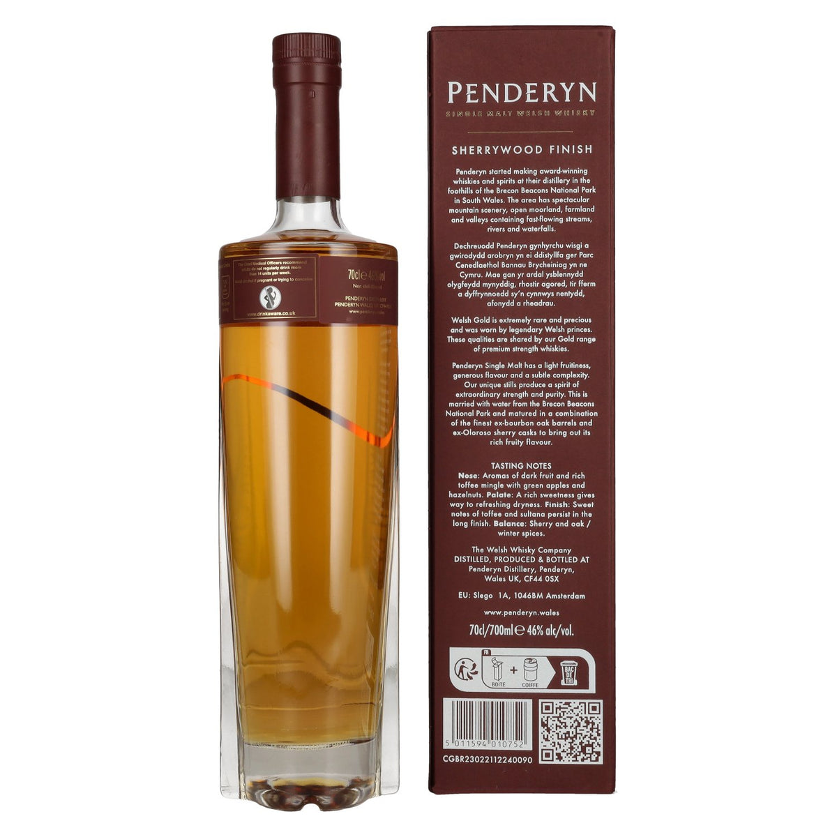 Penderyn SHERRYWOOD Single Malt Welsh Whisky 46% ABV, 0.7l in a gift box