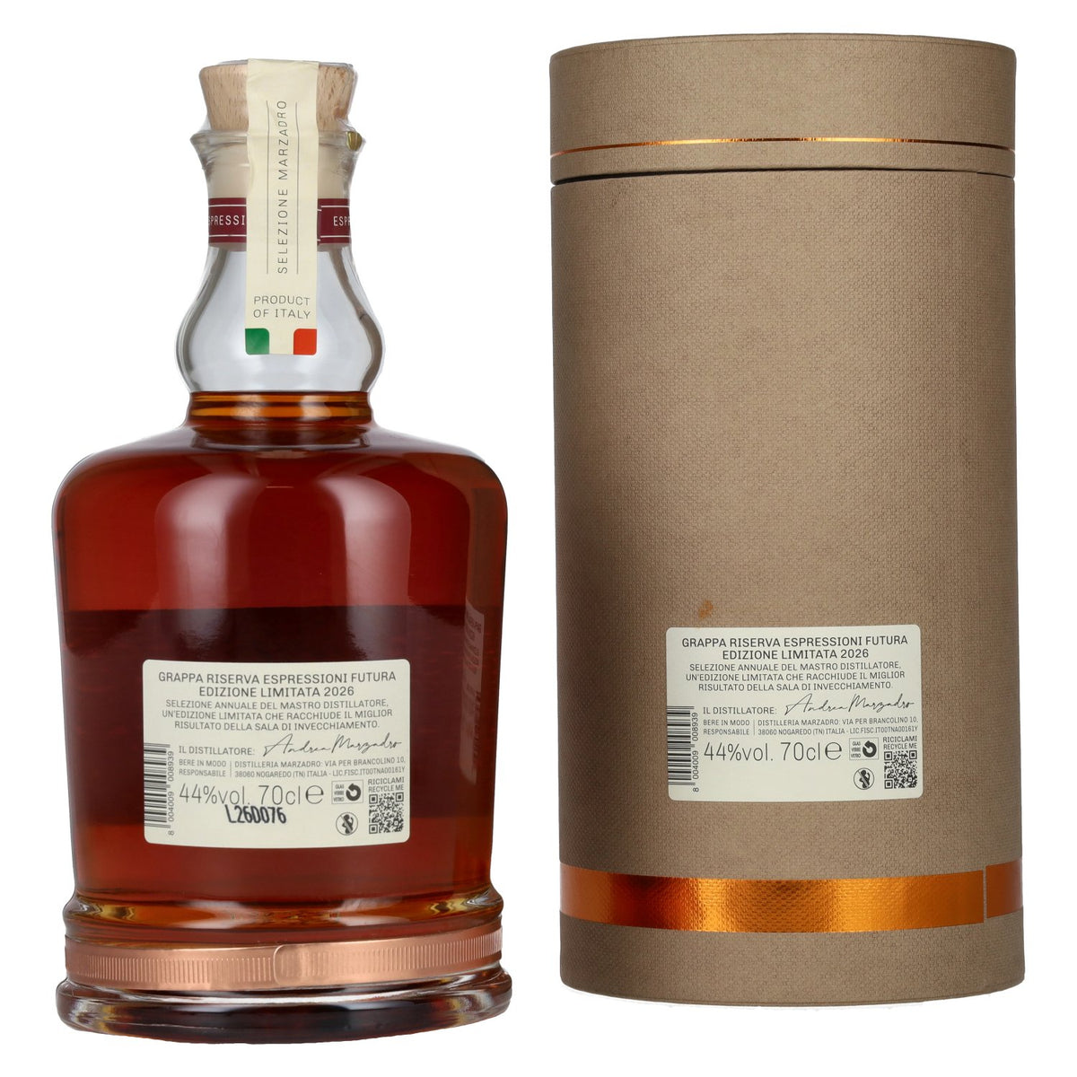 Marzadro ESPRESSIONI FUTURA Grappa 2026 44% vol. 0,7l en boîte cadeau