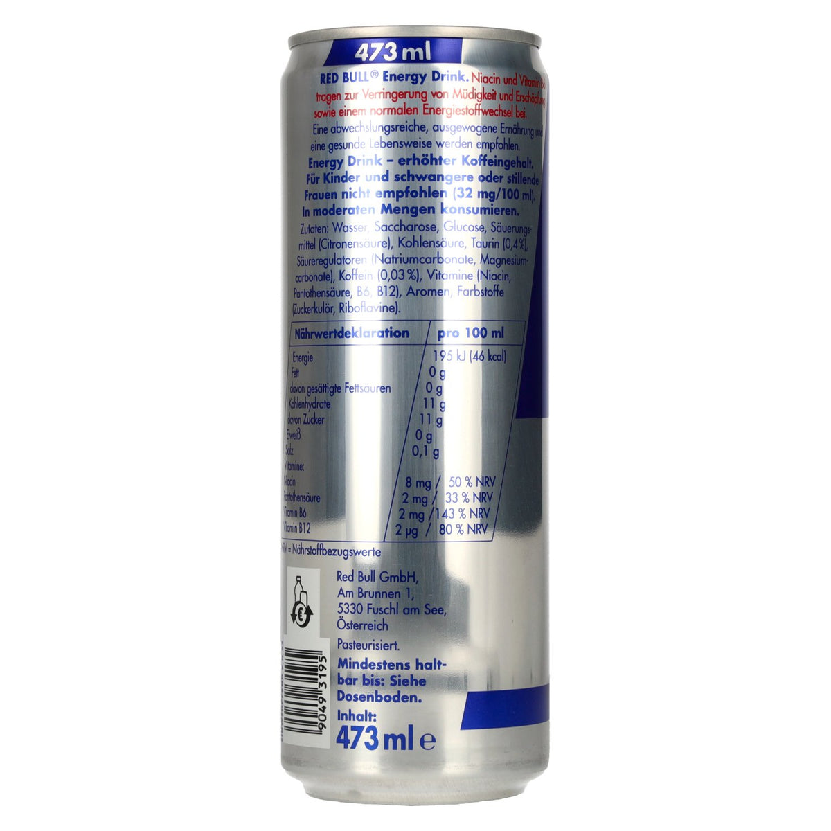 Red Bull Energy Drink, 12 canettes de 0,473 l, consigne