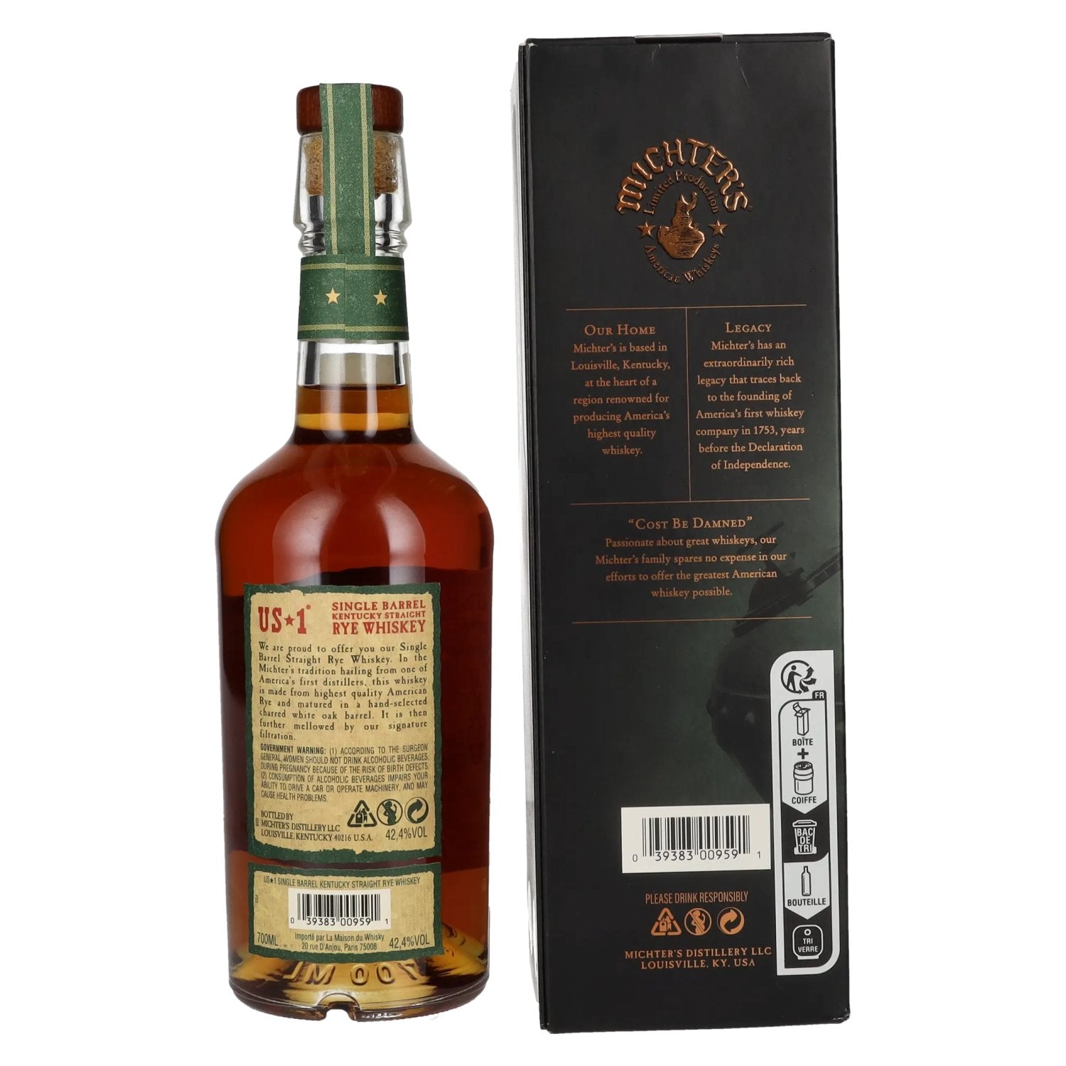 Michter's US*1 Kentucky Single Barrel Straight Rye Whiskey 42,4% vol. 0,7l en coffret cadeau