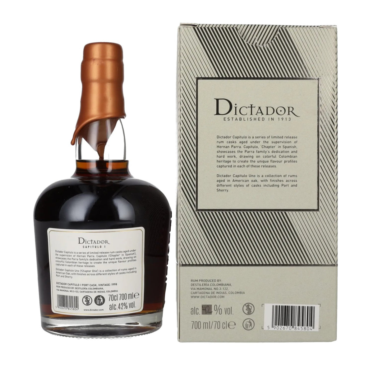 Dictador CHAPTER I 22-Year-Old Old Port Cask Colombian Aged Rum 1998 42% vol. 0.7 l in a gift box