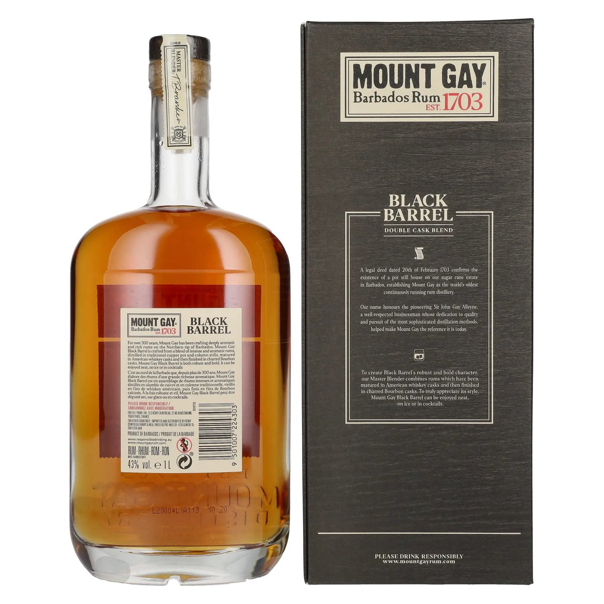 Mount Gay 1703 BLACK BARREL Barbados Rum 43% Vol. 1l in Geschenkbox