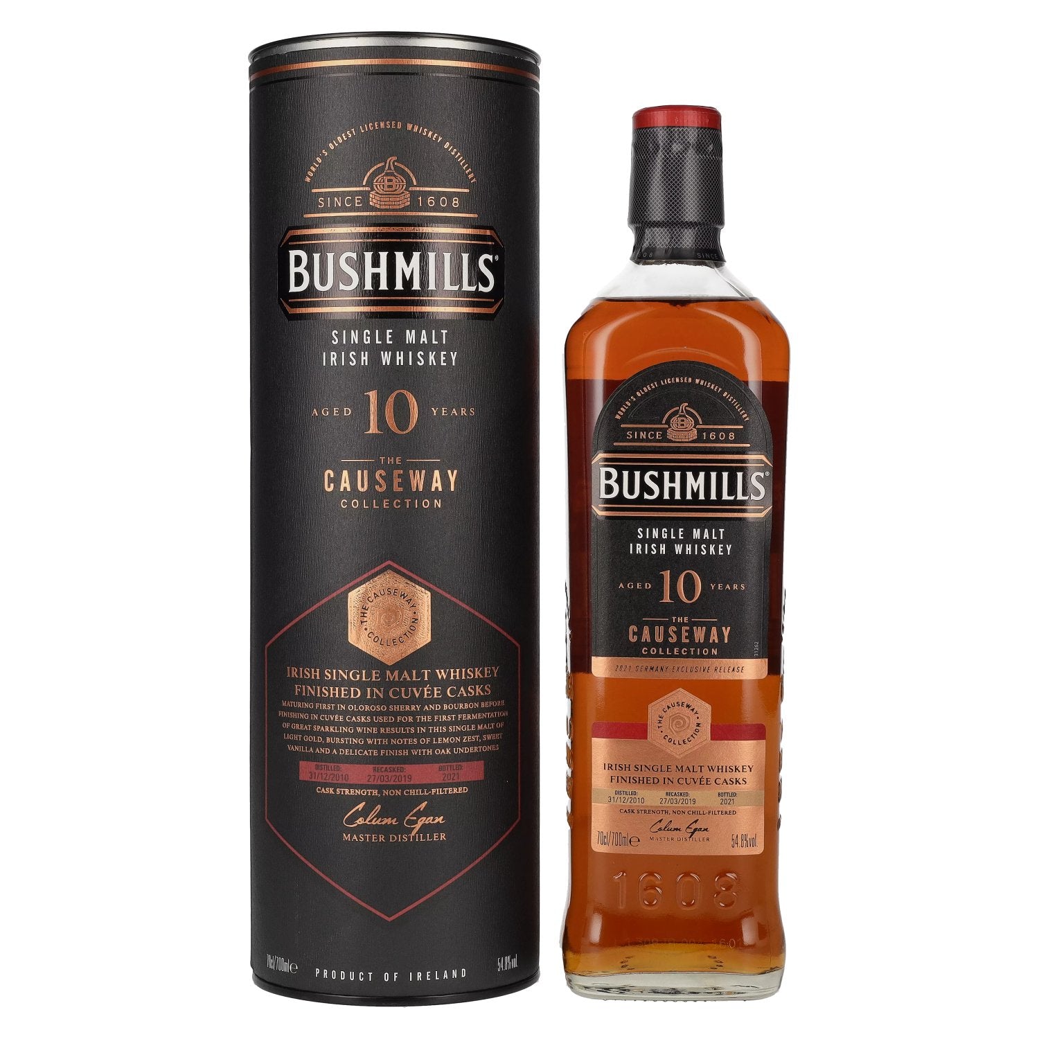 Bushmills THE CAUSEWAY COLLECTION Single Malt Cuvée Casks 2010 54,8% Vol. 0,7l en boîte cadeau