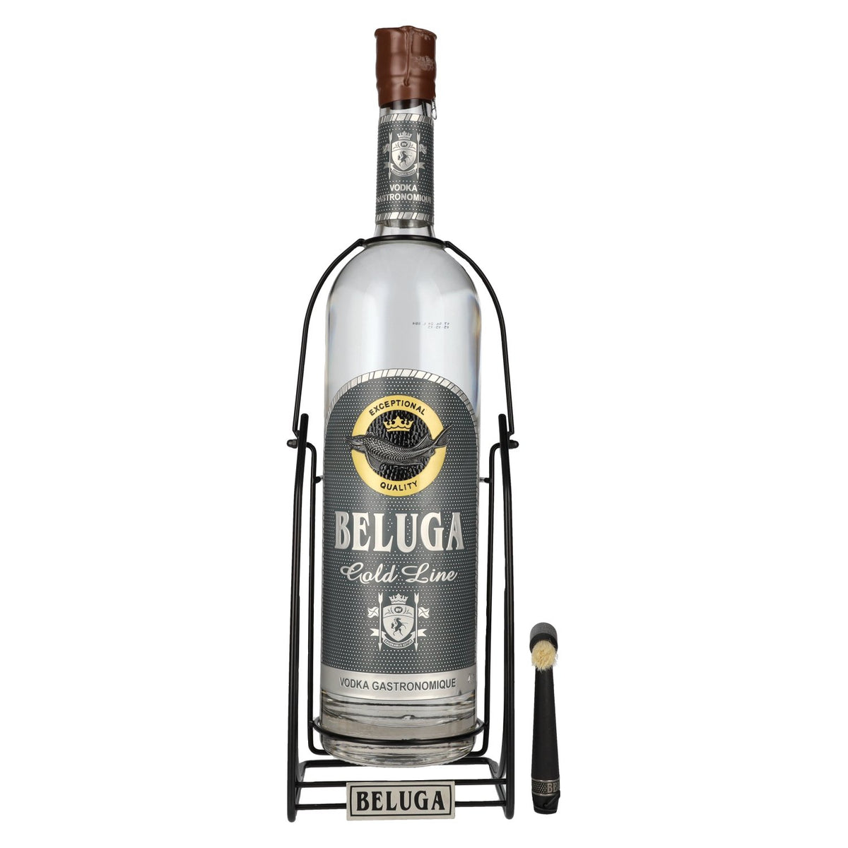 Beluga Gold Line Vodka Montenegro 40% vol. 3 l in geschenkverpakking met draaistandaard en kwastje