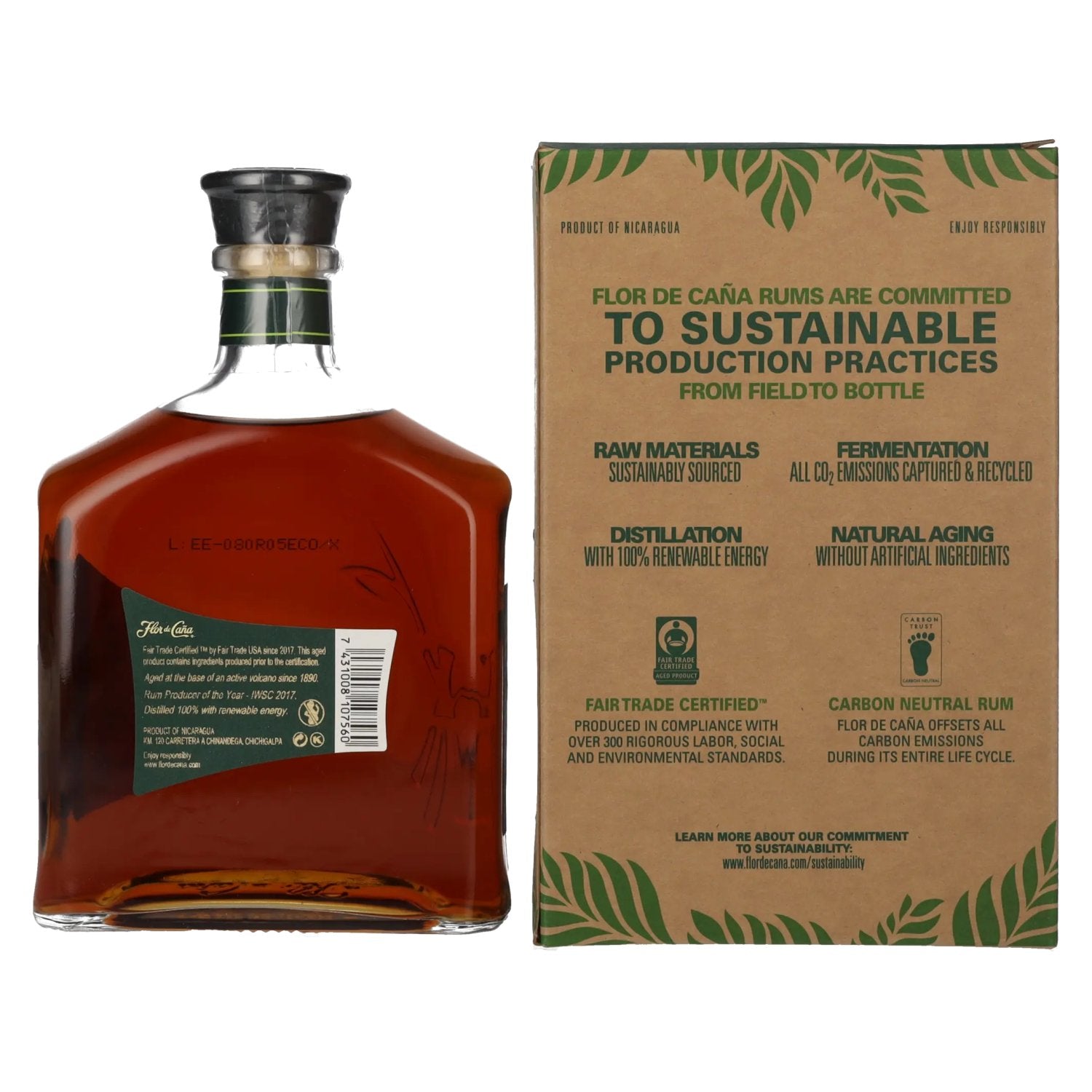 Flor de Caña ECO Rum 40% Vol. 0,7l in geschenkverpakking