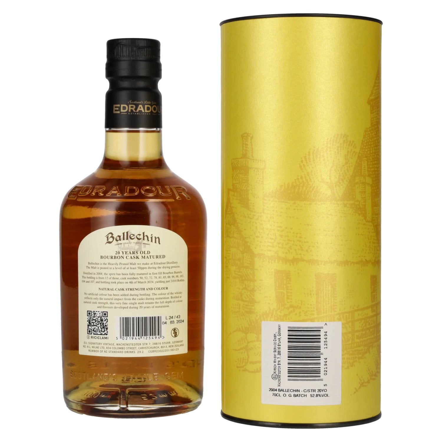 Edradour Ballechin 20 Years Old Bourbon Barrel Highland Single Malt Cask Strength 52,8% Vol. 0,7l en boîte cadeau