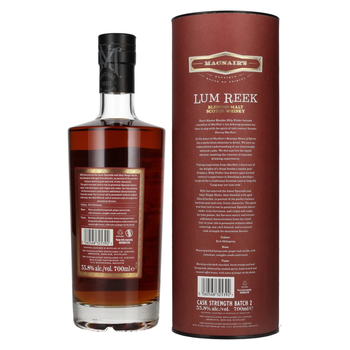 MacNair's Lum Reek 10 Years Old CASK STRENGTH Batch 2 55,8% vol. 0,7 l in geschenkverpakking