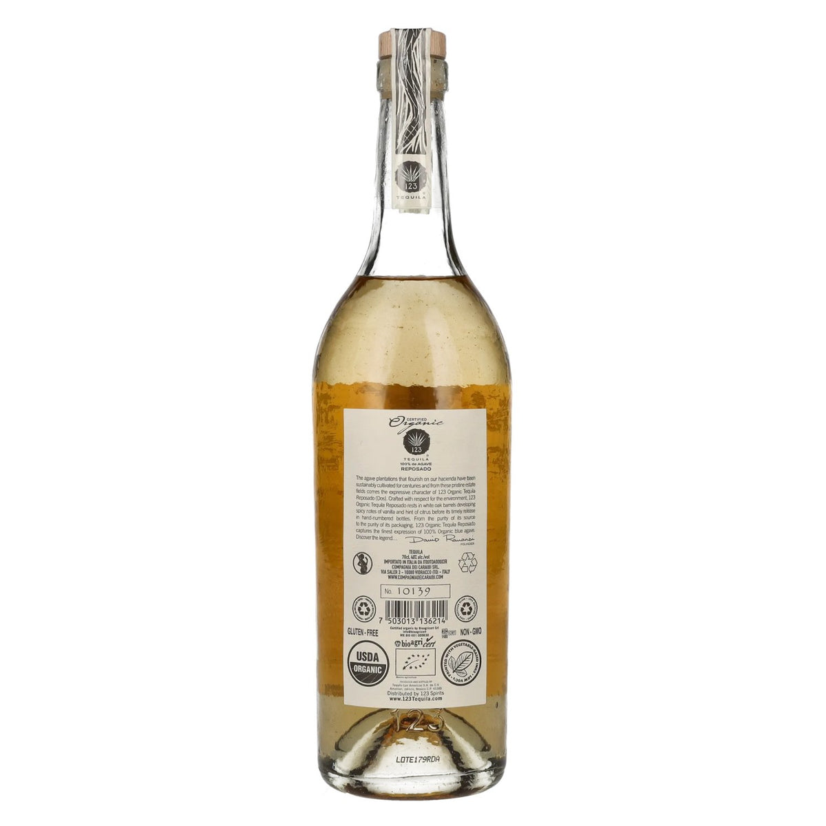 Tequila 123 DOS Reposado 100 % d'agave bio, 40 % vol., 0,7 l