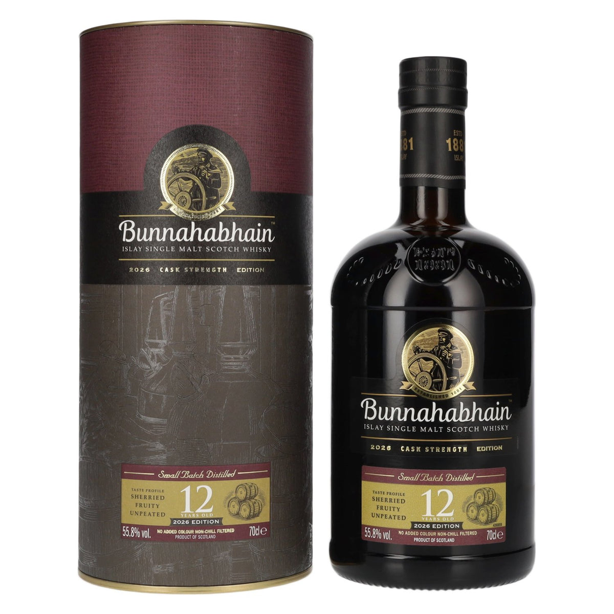 Bunnahabhain 12 Years Old Islay Single Malt Cask Strength Edition 2026 55.8% vol. 0.7l in a gift box