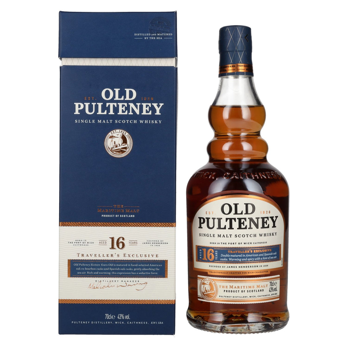 Old Pulteney 16 Years Old Single Malt TRAVELLER’S EXCLUSIVE 43% vol. 0.7 l in a gift box