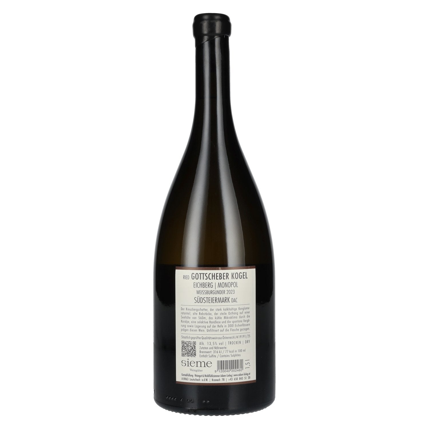 Adam-Lieleg Weissburgunder Ried Gottscheber Südsteiermark DAC 2023 13,5% Vol. 1,5l