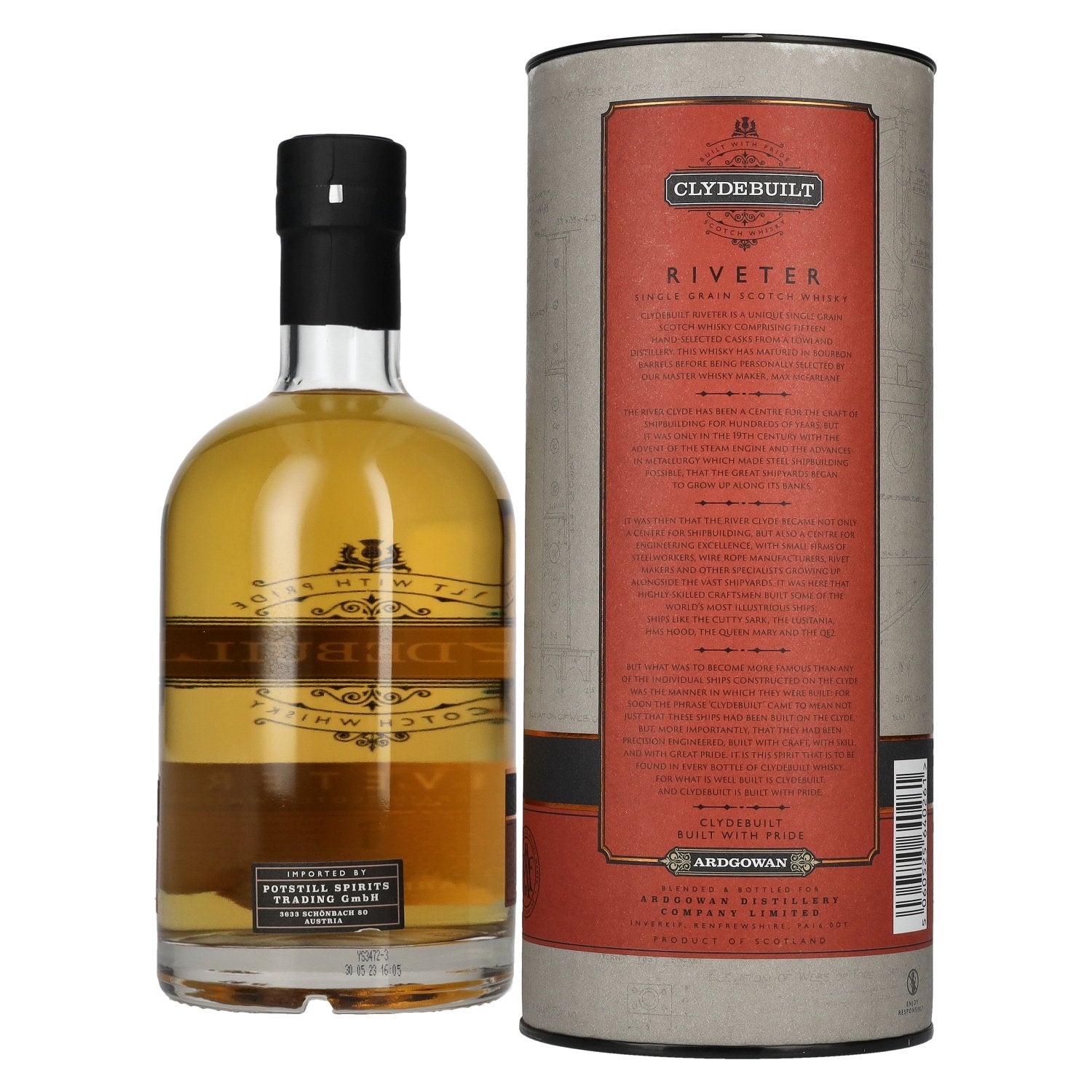 Ardgowan Clydebuilt RIVETER Single Grain Scotch Whisky 50% Vol. 0,7l in gift box