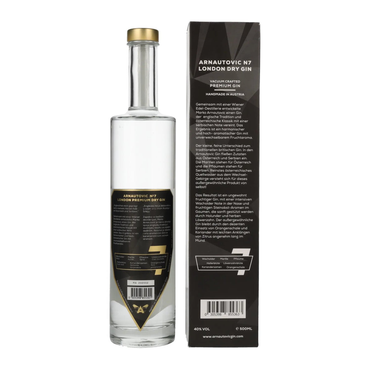 Arnautovic London Dry Gin Premium Gin No. 7 40% Vol. 0,5l en boîte cadeau