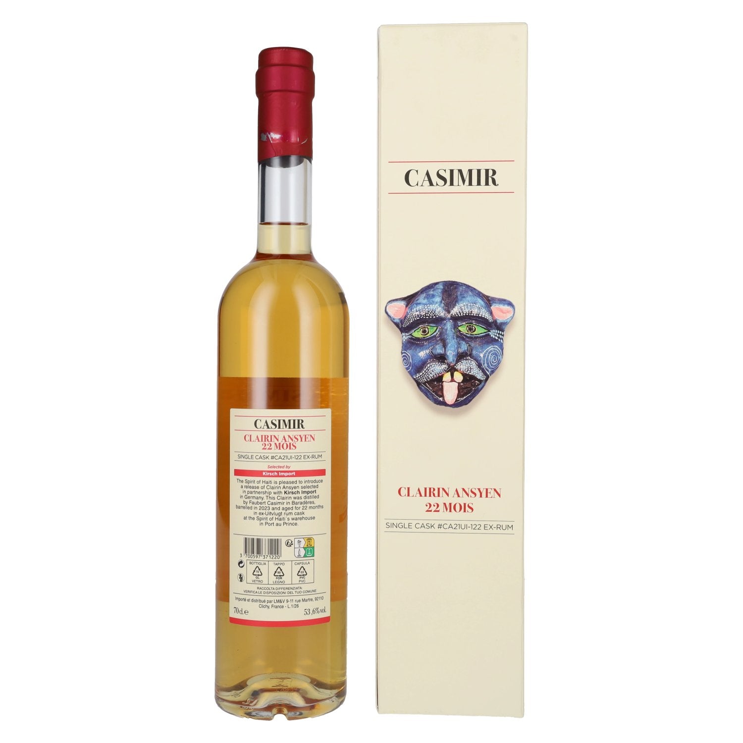 Clairin Ansyen Casimir 22 Months Old Single Cask #CA21UI-122 Ex-Rum 2023 53.6% ABV 0.7l in a gift box