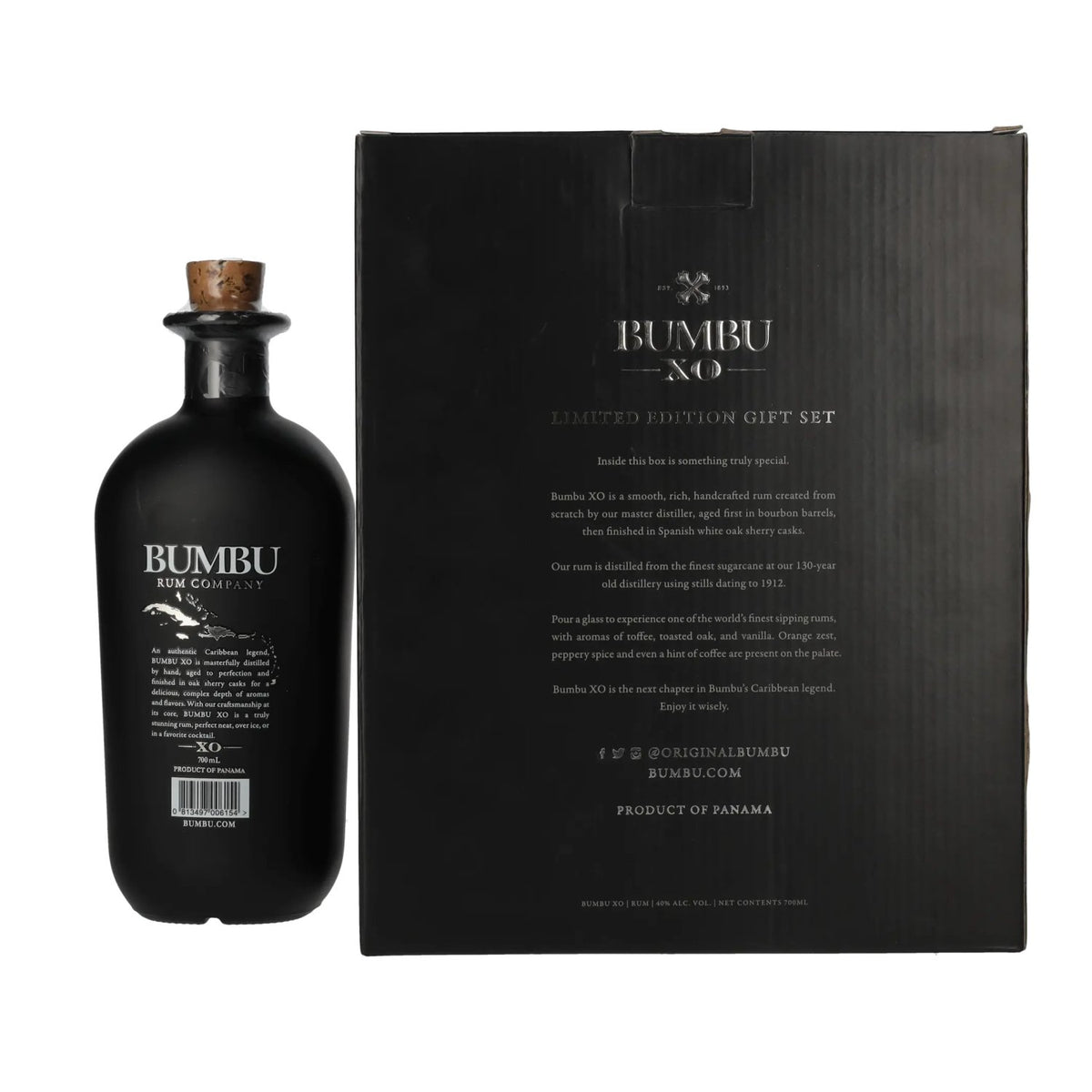 Bumbu XO Handcrafted Rum 40% Vol. 0,7l in geschenkverpakking met 2 glazen