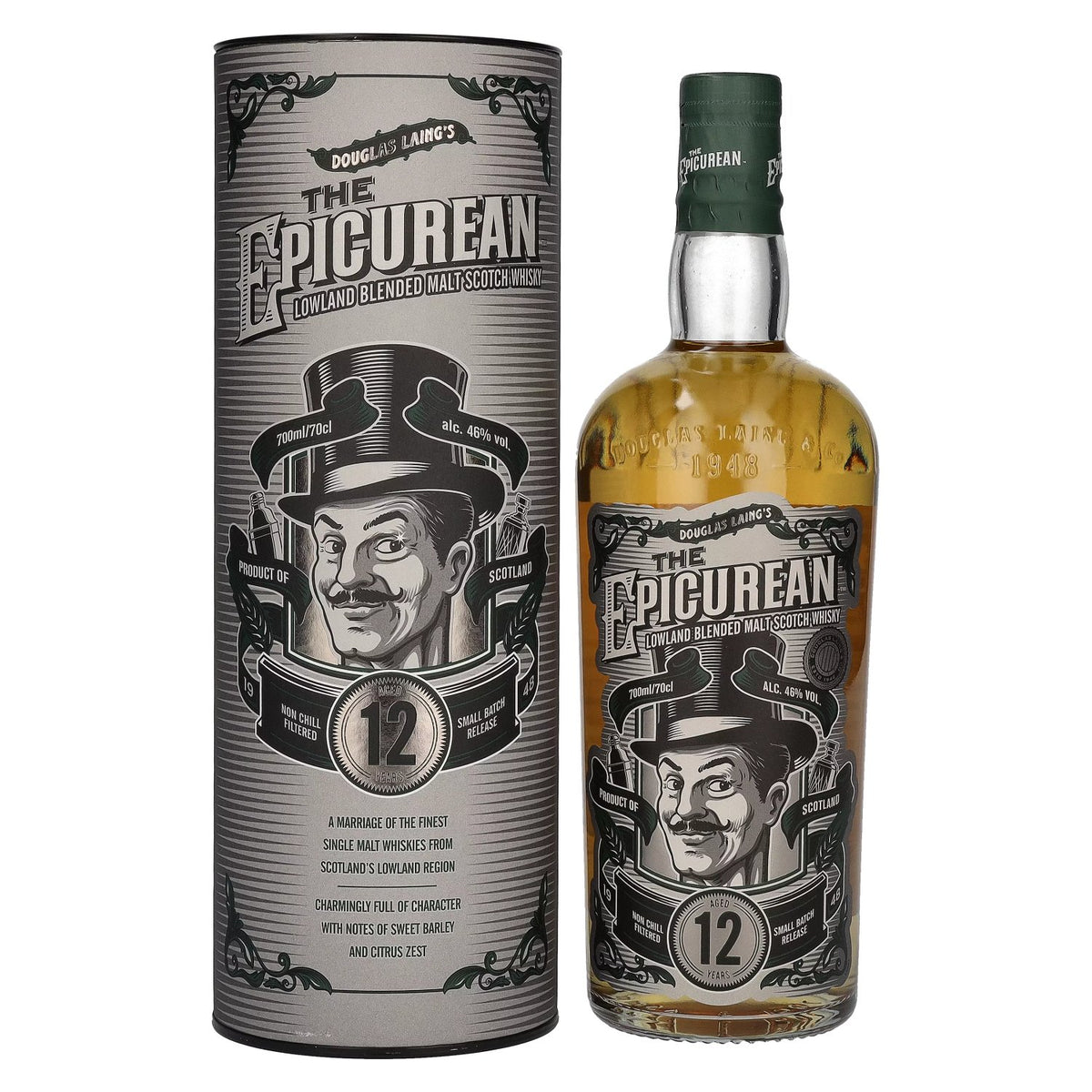 Douglas Laing THE EPICUREAN 12 Years Old Lowland Blended Malt 46% vol. 0,7 l in geschenkverpakking