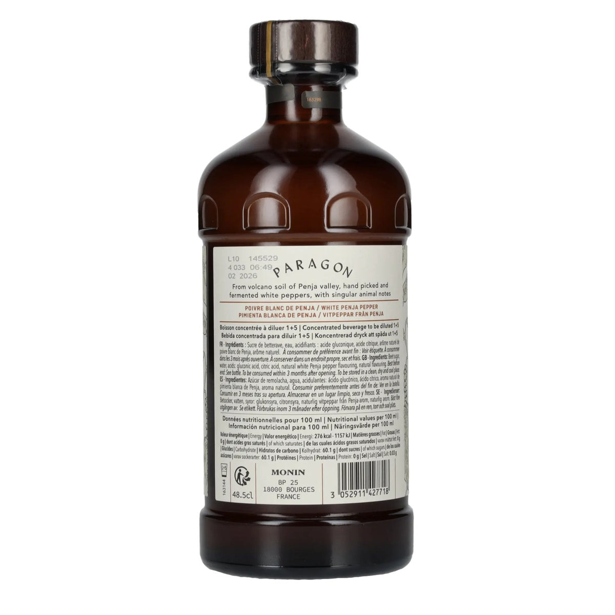 Monin Paragon WHITE PENJA PEPPER Single Botanic Cordial Pepper Collection 0,485 l