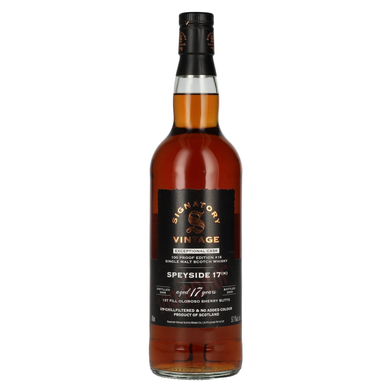 Signatory Vintage 100 Proof Edition SPEYSIDE (M) 17 jaar oude single malt #16 2008 57,1% vol. 0,7 l