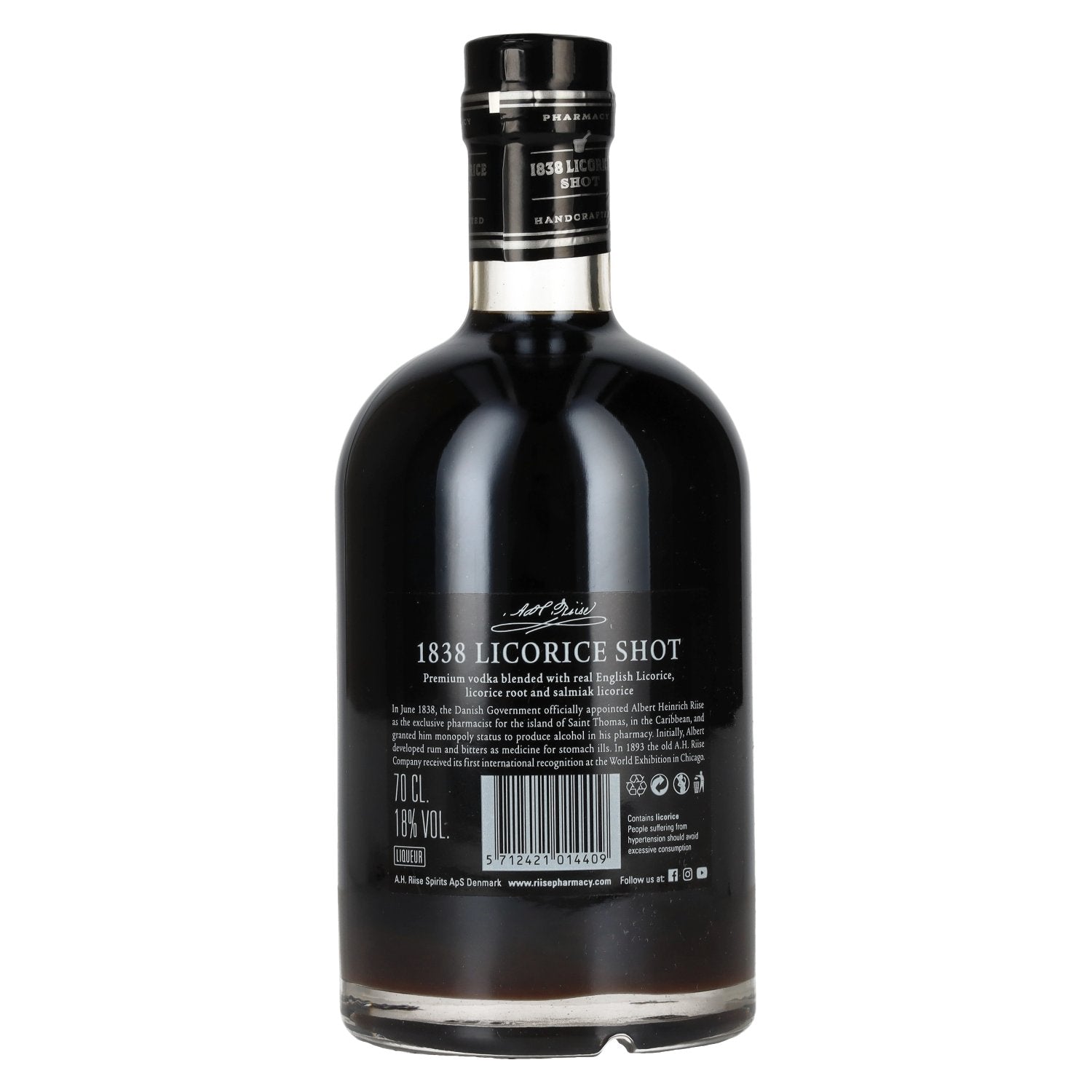 Old St. Croix A.H. Riise Pharmacy Liquorice SHOT 18% Vol. 0,7l