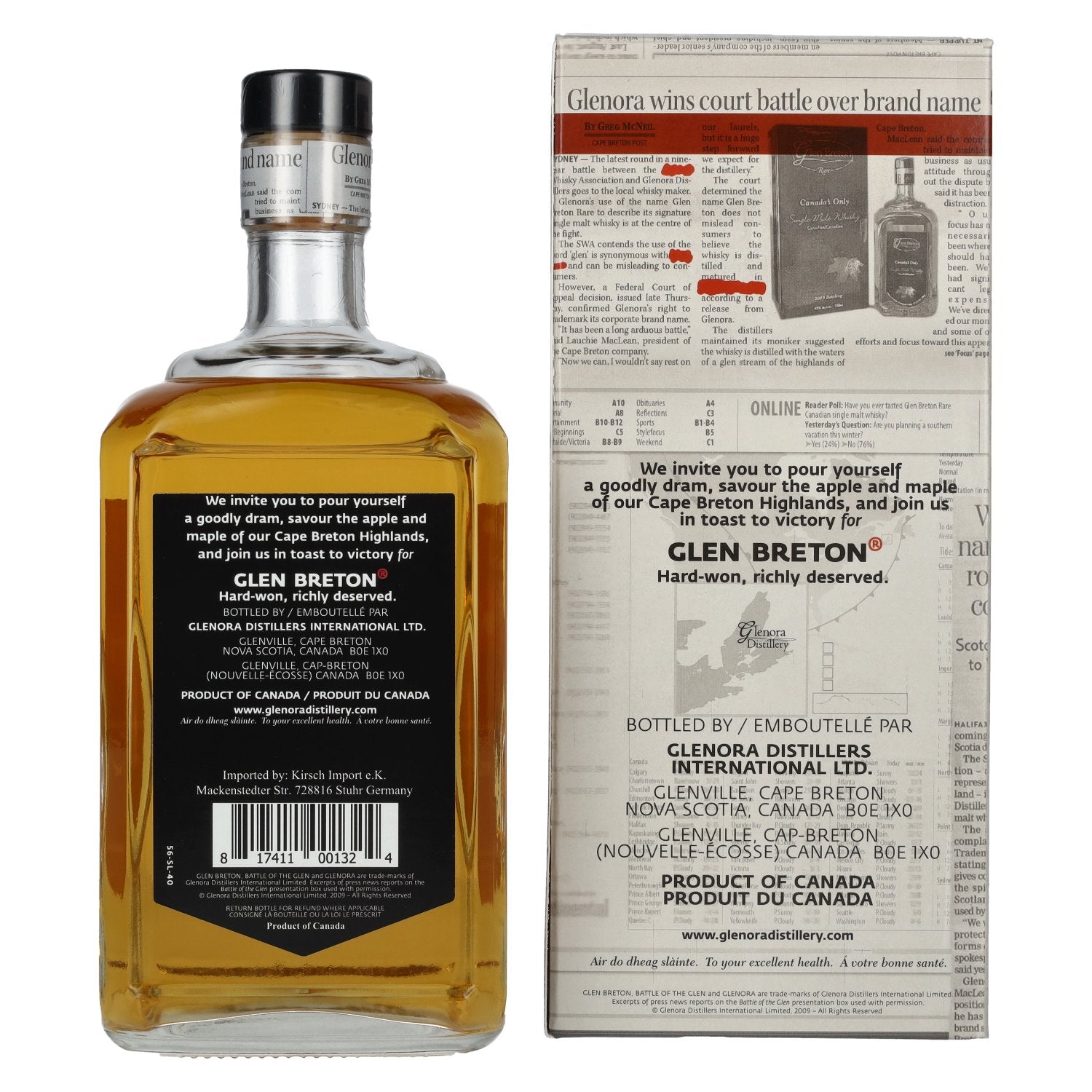 Glen Breton Battle of the Glen 15 Years Old Canadian Single Malt Whisky 43% Vol. 0,7l en coffret cadeau