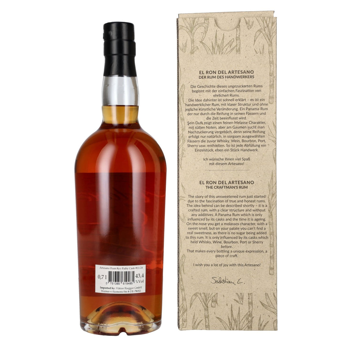 El Ron del Artesano 8 Años Ruby Port Cask Finish Panama Rum 43,4% Vol. 0,7l in Geschenkbox