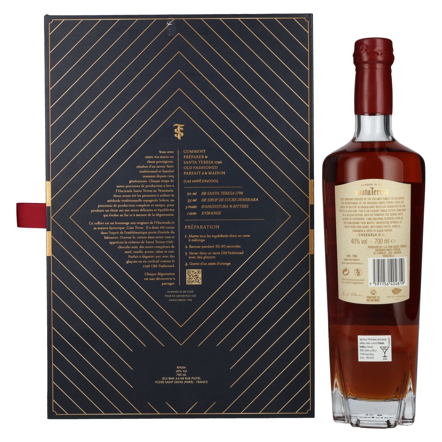 Santa Teresa 1796 Solera Rum 40% Vol. 0,7l in geschenkverpakking met glas