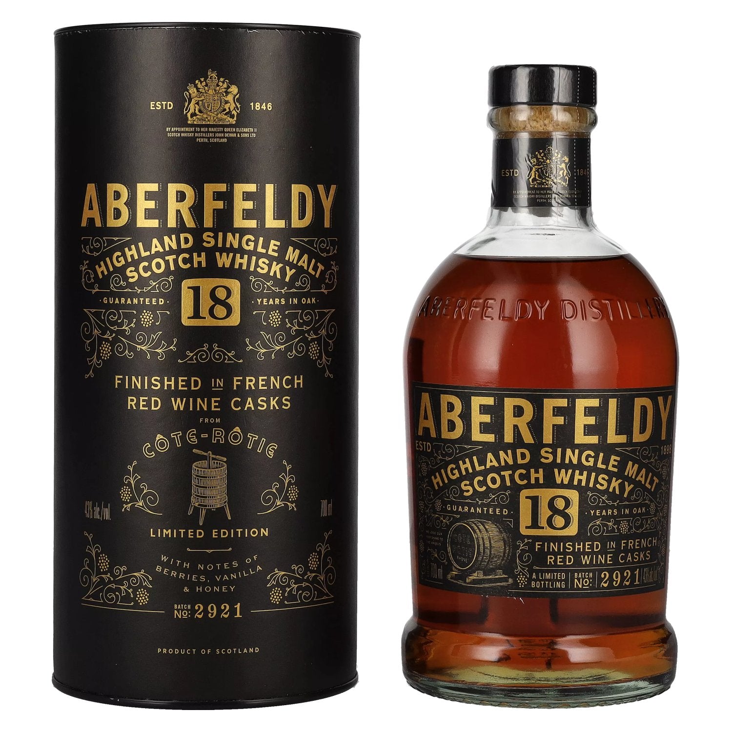Aberfeldy 18 Years Old Red Wine Casks CÔTE RÔTIE 43% Vol. 0,7l in geschenkverpakking