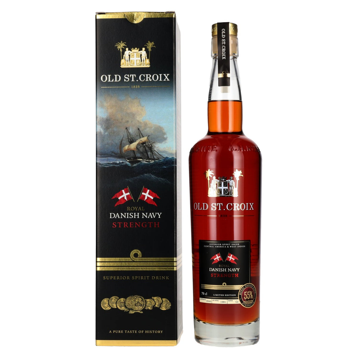 Old St. Croix A.H. Riise Royal DANISH NAVY STRENGTH Superior Spirit Drink 55% Vol. 0,7l in gift box