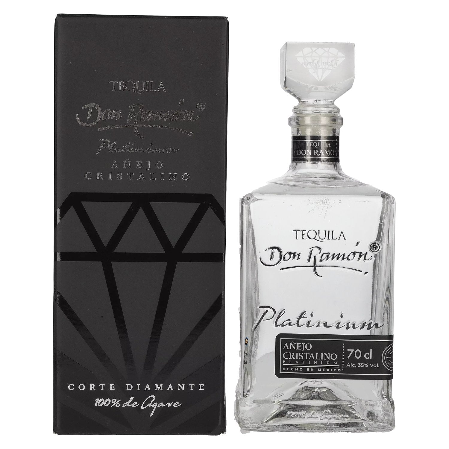 Don Ramón Platinum Añejo Cristalino 100% agave 35% vol. 0,7l en boîte cadeau