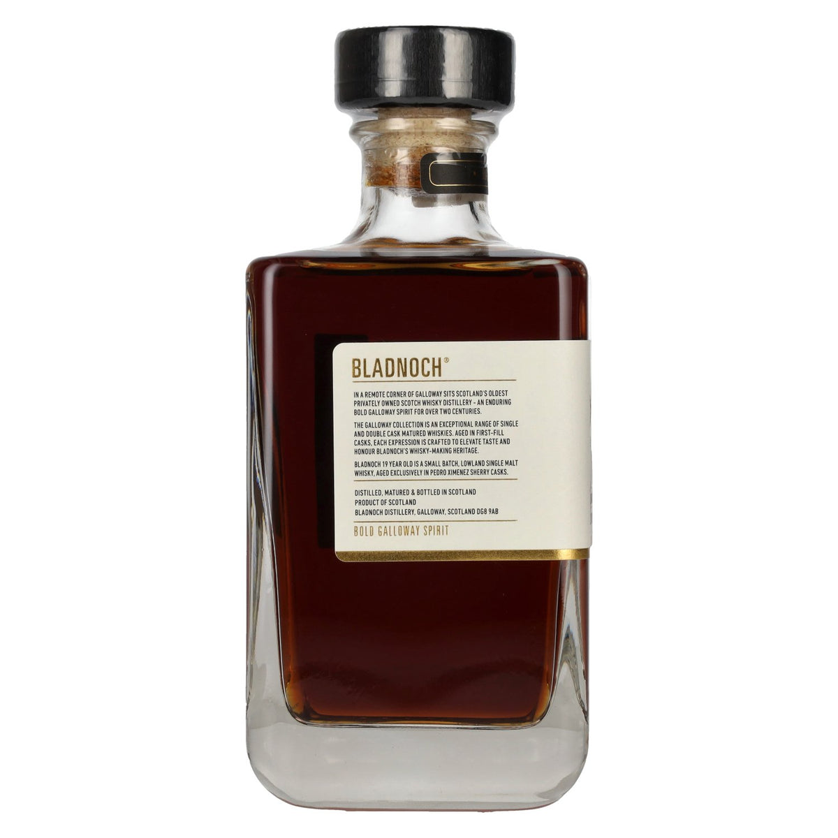 Bladnoch 19 ans d'âge, single malt des Lowlands, vieilli en fûts de sherry PX, 46,7 % vol., 0,7 l, dans un coffret cadeau