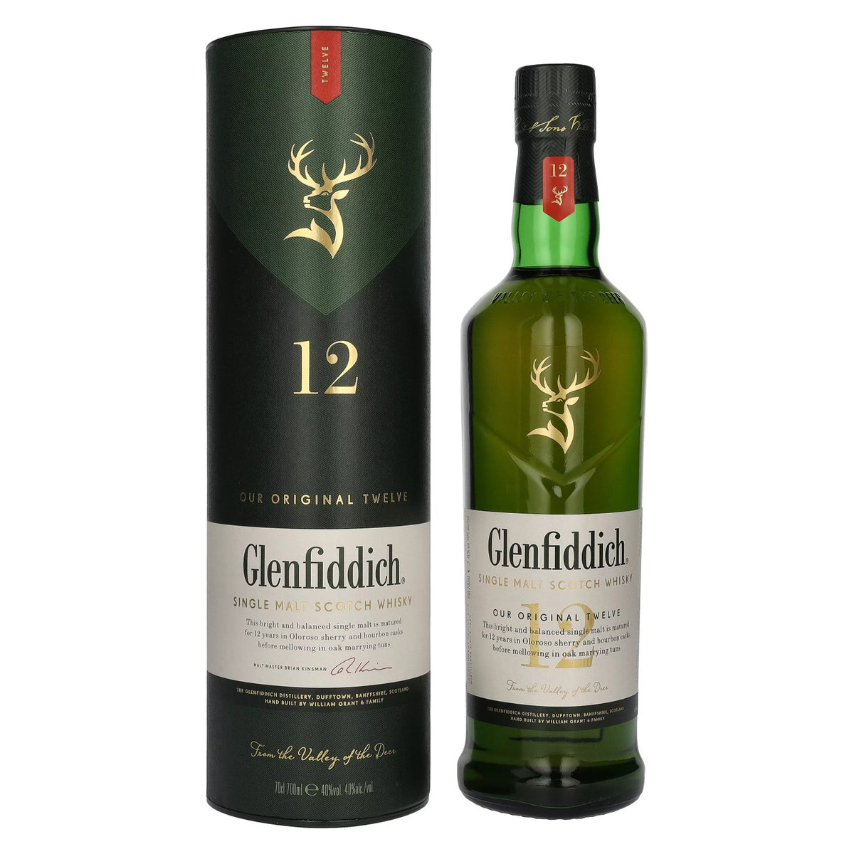 Glenfiddich OUR ORIGINAL TWELVE, whisky single malt écossais de 12 ans d'âge, 40 % vol., 0,7 l, dans un coffret cadeau