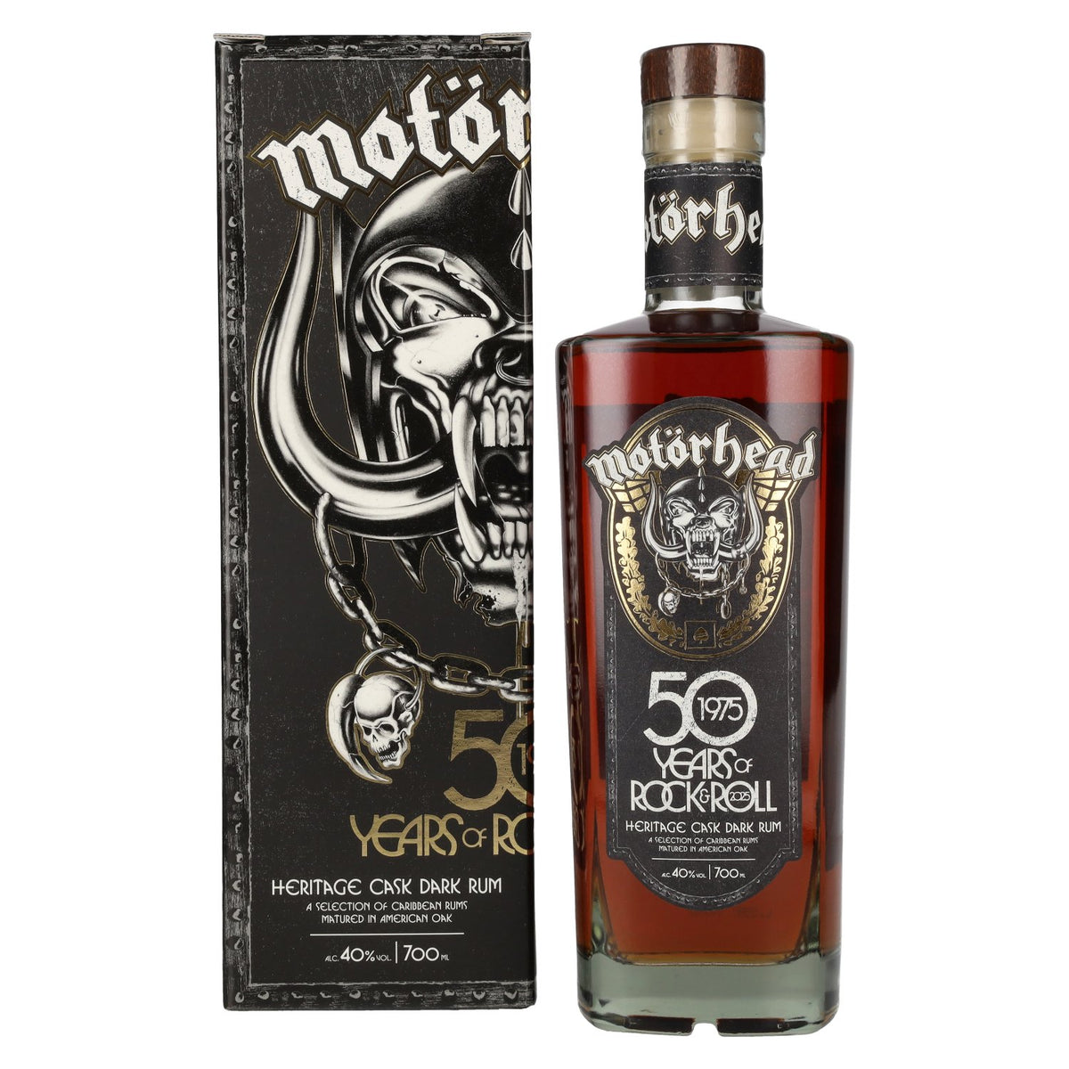 Motörhead 50 Years of Rock &amp; Roll Heritage Cask Dark Rum 40% Vol. 0,7l in gift box