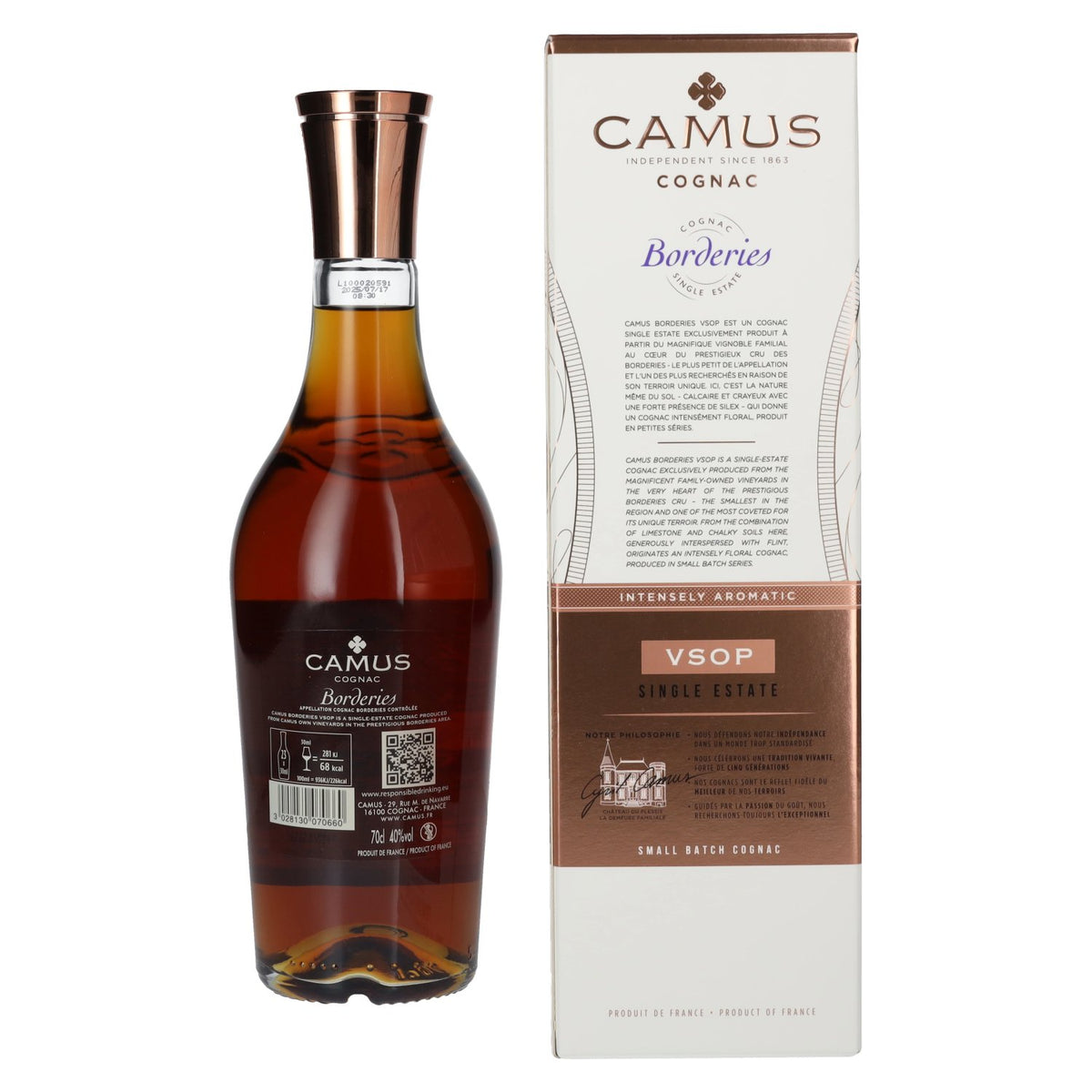 Camus VSOP Borderies Single Estate Small Batch Cognac 40% Vol. 0,7l in Geschenkbox