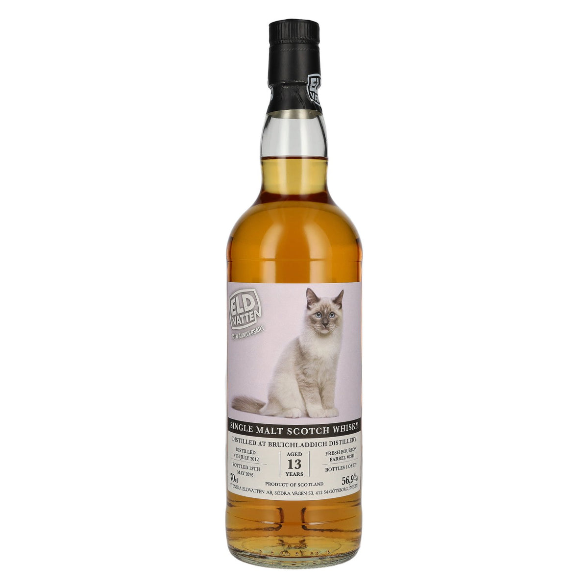Eldvatten Svenska Bruichladdich 13 Years Old Single Malt Cat Label Cask #2341 2012 56,9% Vol. 0,7l