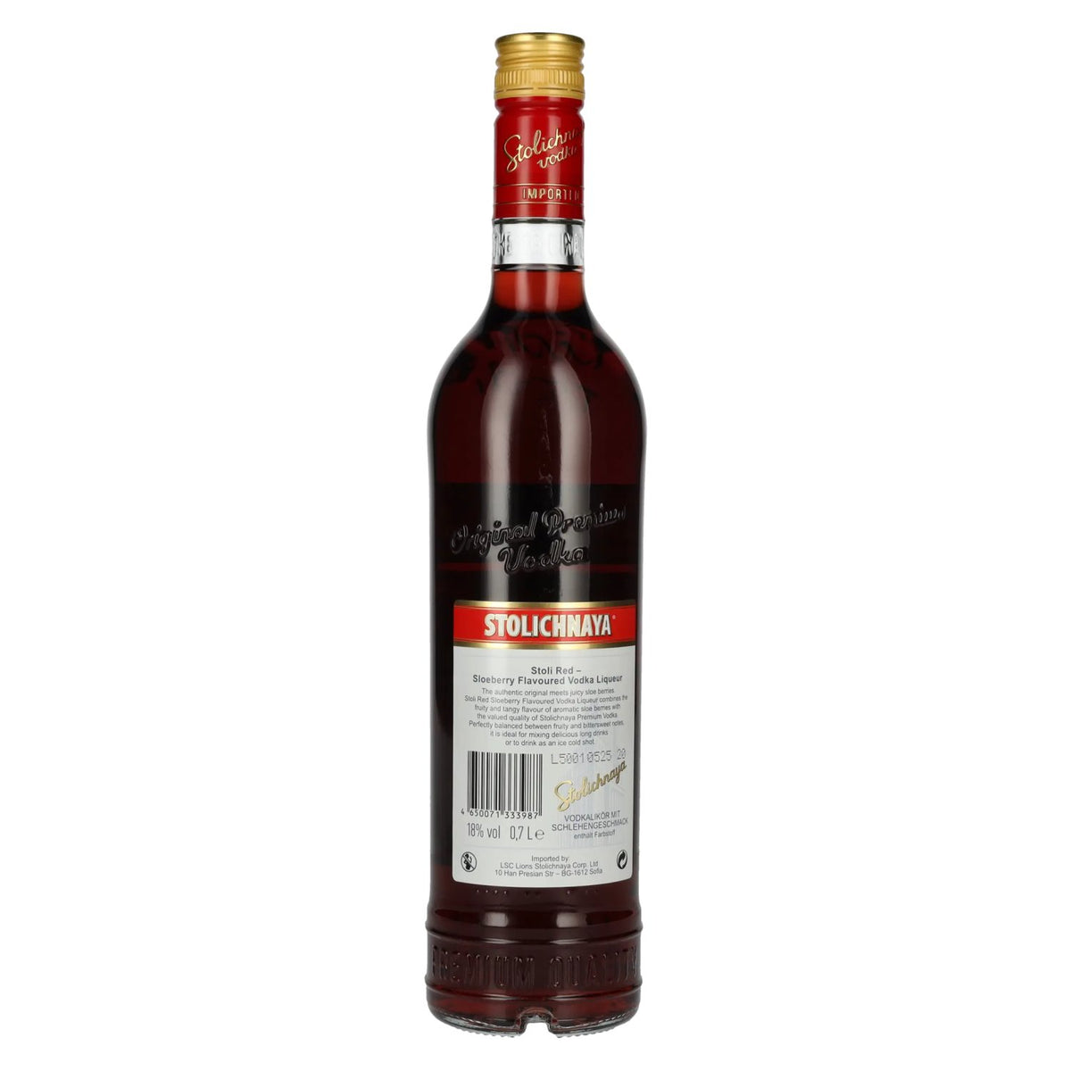 Stolichnaya Stoli Red Sloeberry, liqueur de vodka aromatisée, FKP 18 % vol., 0,7 l