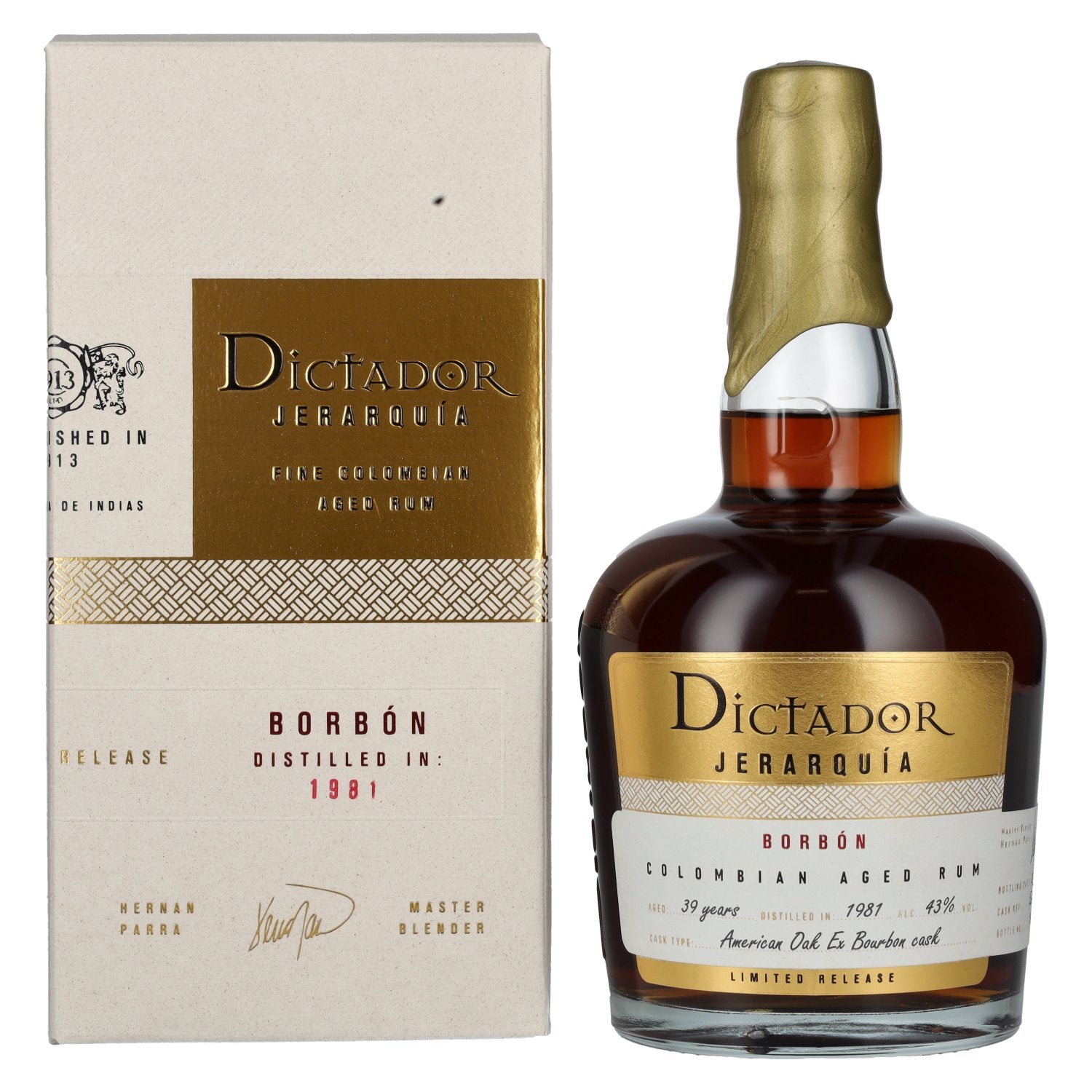 Dictador JERARQUÍA 39 Years Old BORBÓN Rum 1981 43% vol. 0,7l en boîte cadeau