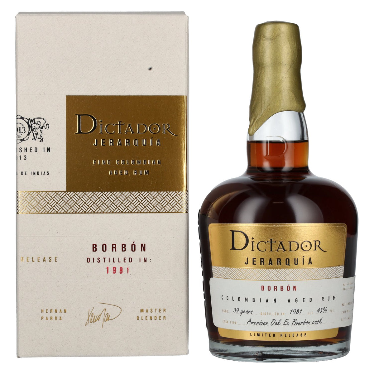 Dictador JERARQUÍA 39 Years Old BORBÓN Rum 1981 43% Vol. 0,7l in Geschenkbox