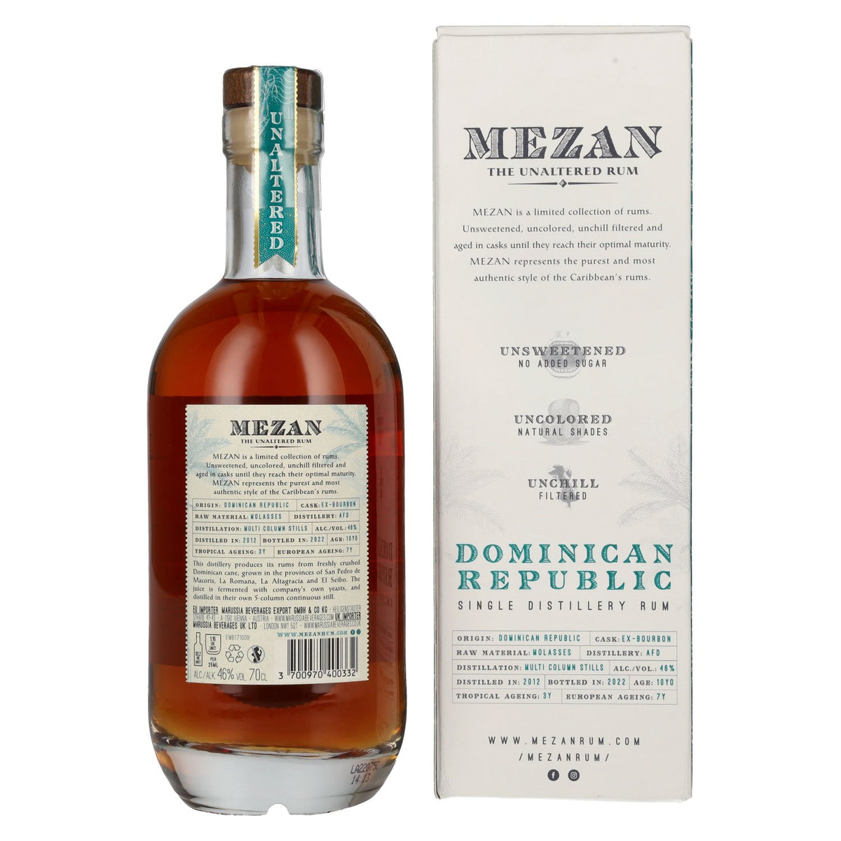Mezan The Unaltered Rum Dominican Republic 2012 46% Vol. 0,7l in Geschenkbox
