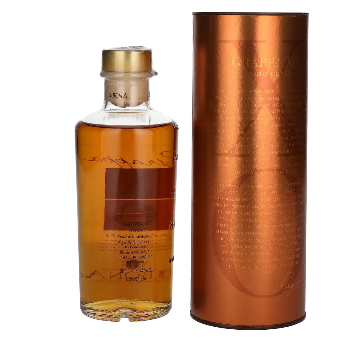 Sibona Grappa XO Aged Cuvée 44% vol. 0.5 l in a gift box