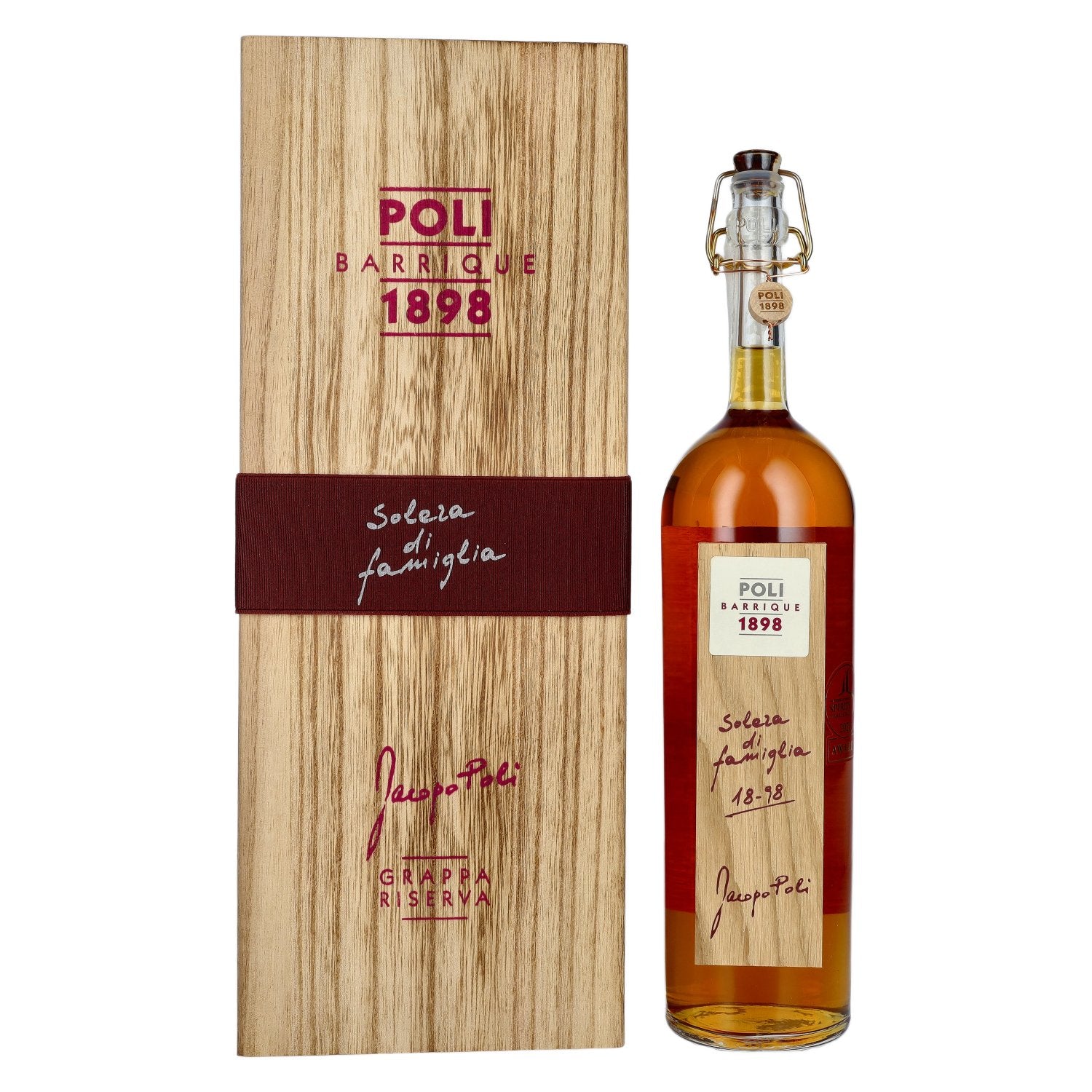 Poli Grappa Barrique 1898 Solera di Famiglia 55% Vol. 0,7l in Holzkiste