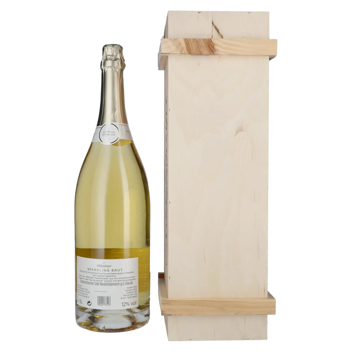 Schlumberger Sparkling Vintage Brut 12% ABV 3 litres in a wooden crate