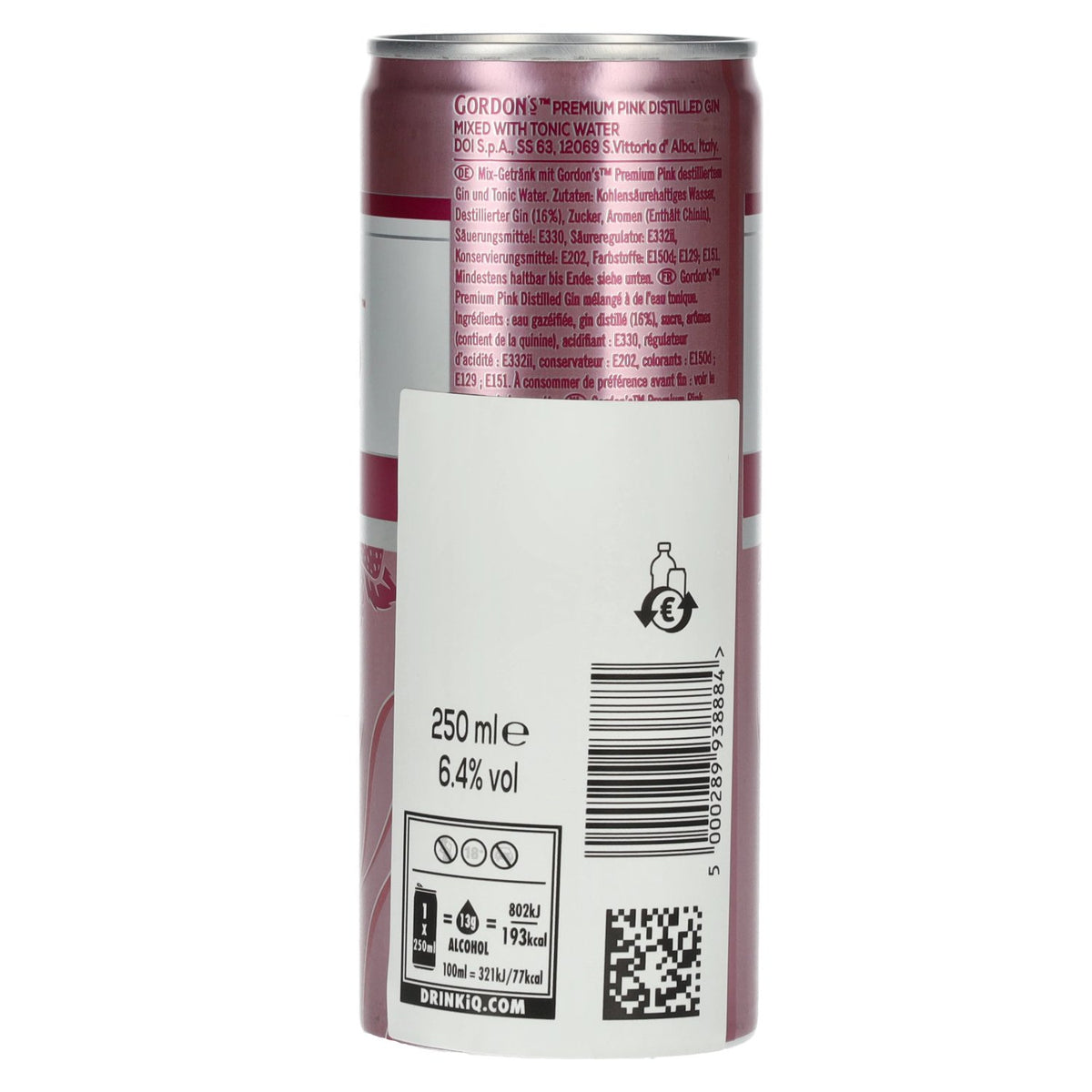 Gordon's Premium Pink Gin &amp; Tonic 6,4 % vol., canette de 0,25 l, consigne