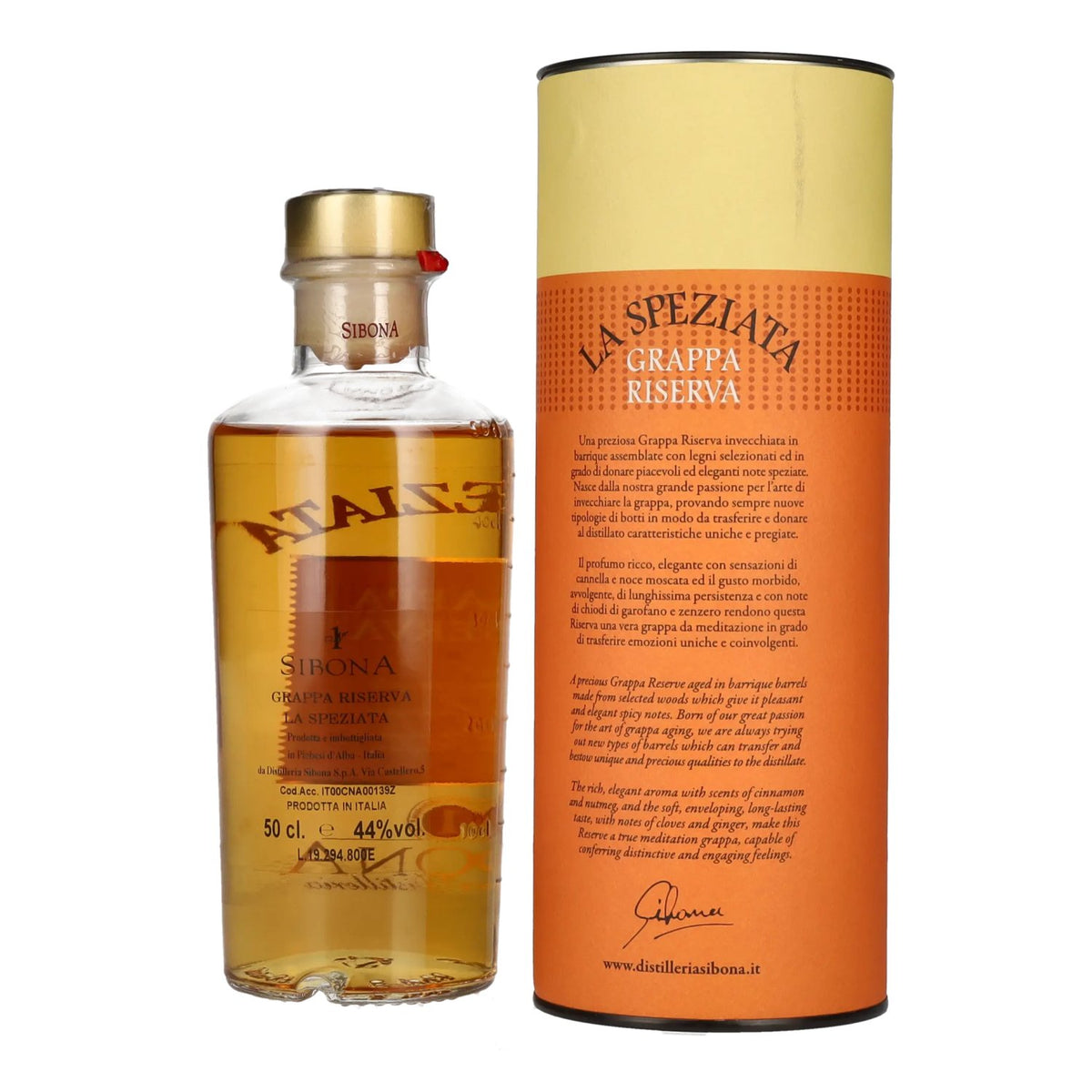 Sibona GRAPPA RISERVA La Speziata 44% Vol. 0,5l in Geschenkbox