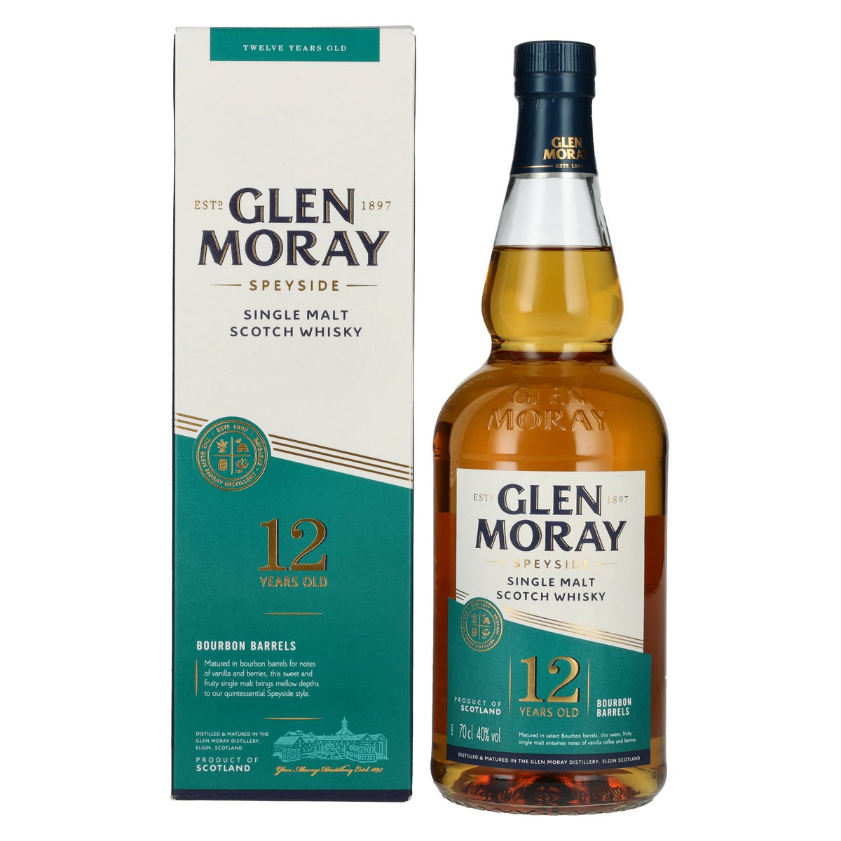 Glen Moray 12 Years Old Bourbon Barrels 40% Vol. 0,7l in Geschenkbox