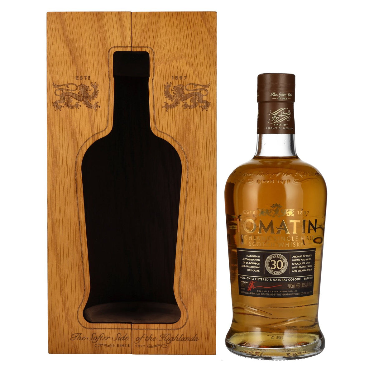 Whisky écossais single malt Tomatin 30 ans d'âge des Highlands, 46 % vol., 0,7 l, dans un coffret en bois