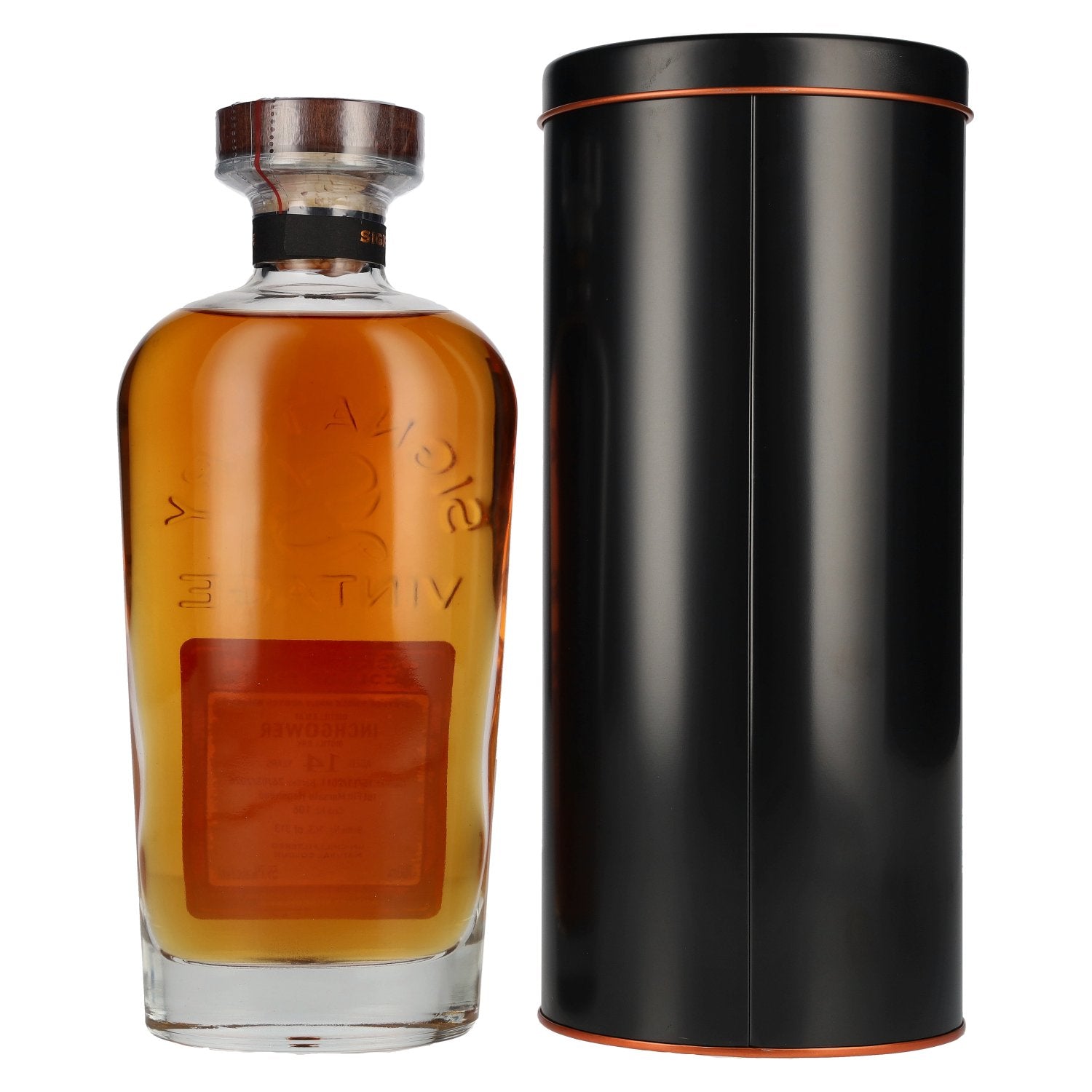 Signatory Vintage Inchgower 14 ans d'âge, premier remplissage en fût de Marsala, brut de fût n° 106, 2011, 59,7 % vol., 0,7 l dans une boîte en fer-blanc