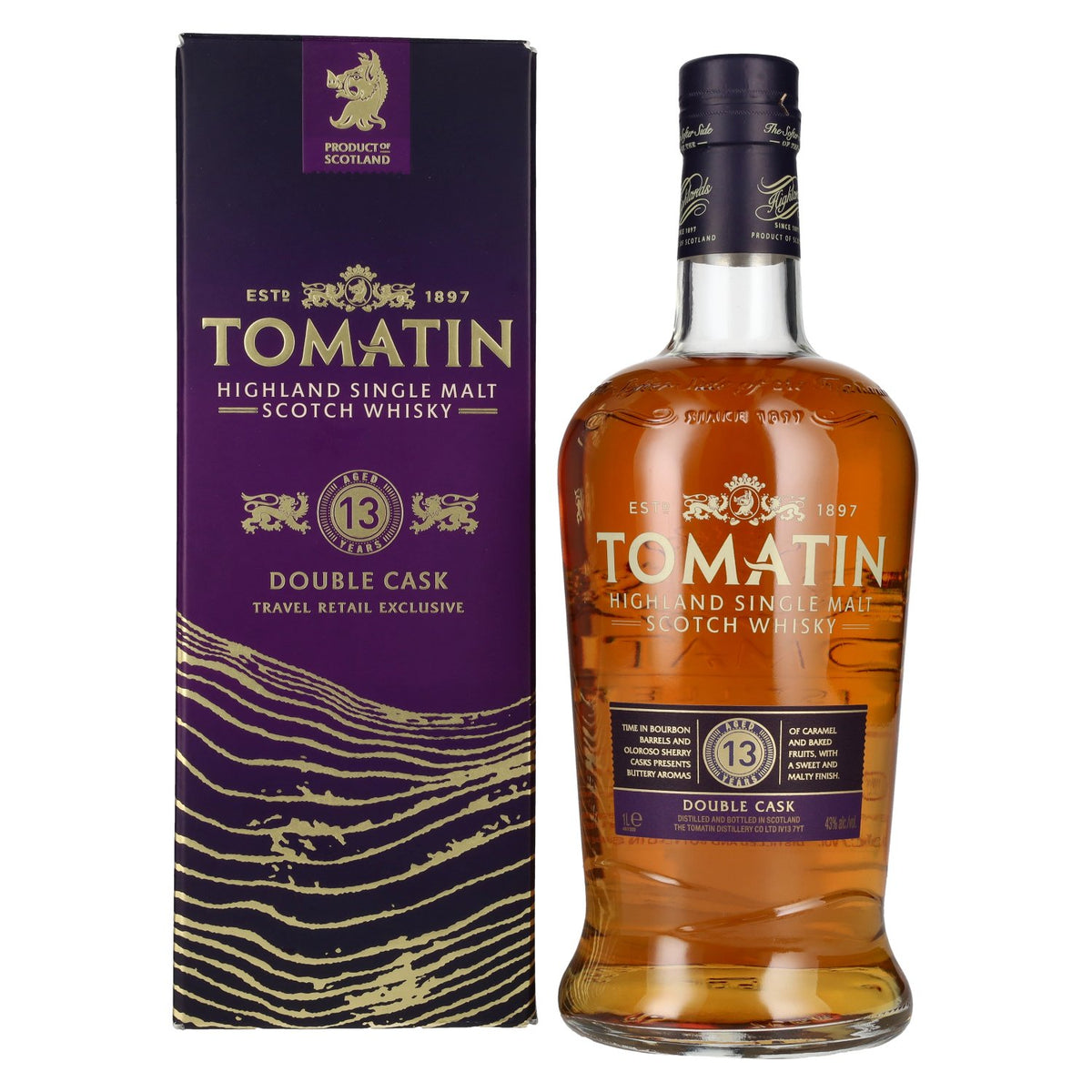 Tomatin 13 Jaar Oud DOUBLE CASK Travel Retail 43% Vol. 1l in geschenkverpakking