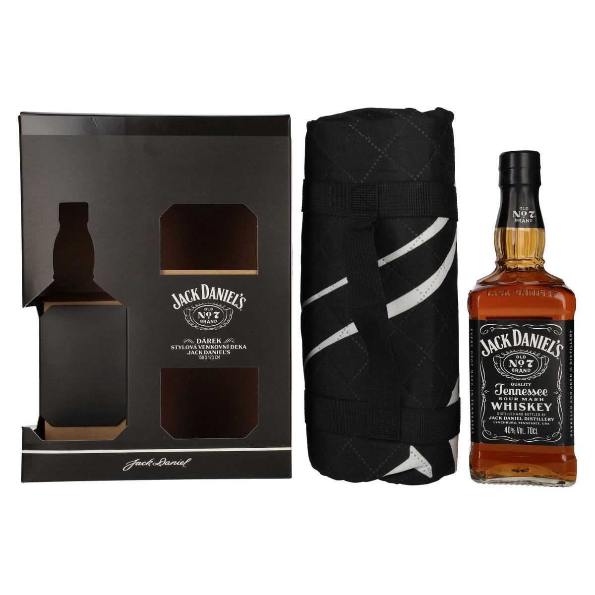 Jack Daniel's Tennessee Whiskey 40% Vol. 0.7l in geschenkverpakking met feestdeken