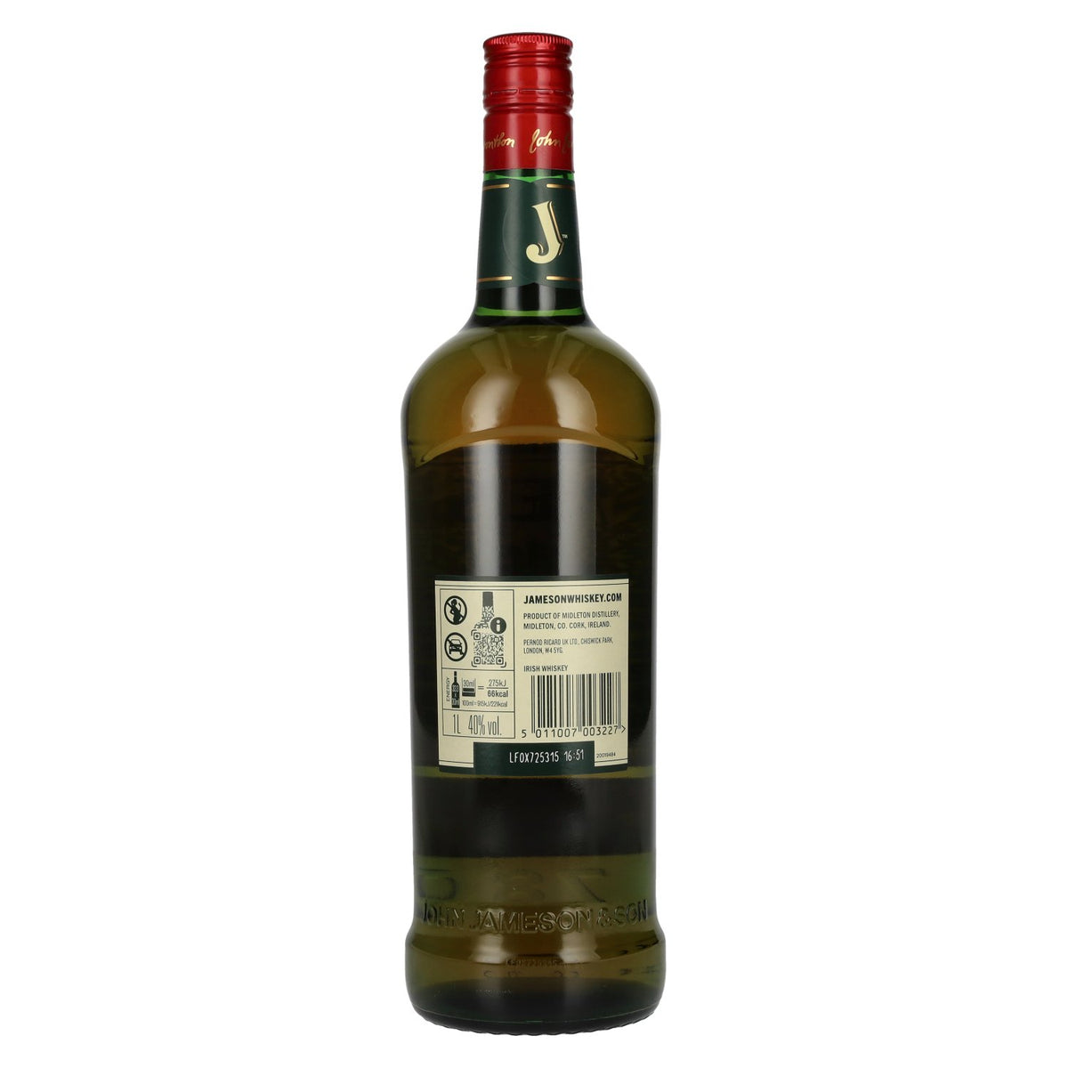 Jameson Triple Distilled Irish Whiskey 40% ABV 1l