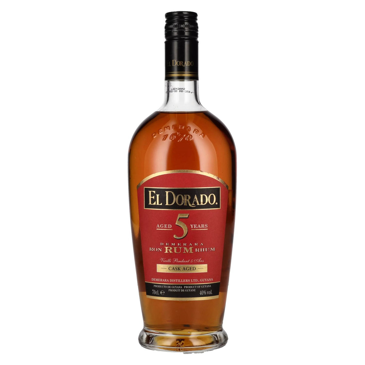 El Dorado 5 ans d'âge, rhum Demerara vieilli en fût, 40 % vol., 0,7 l